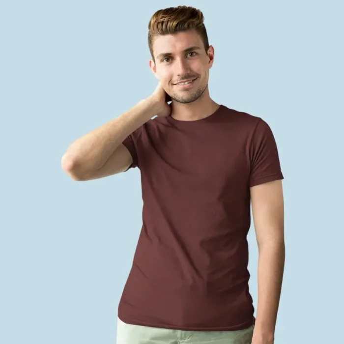Plain Maroon Round Neck T-shirt