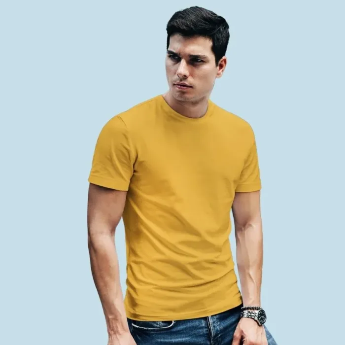 Plain Yellow Round Neck T-shirt