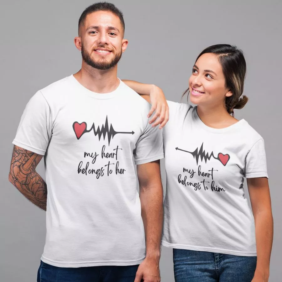 My Heart Belongs Couple T-Shirt - Trendy & Customized Clothing for Men ...