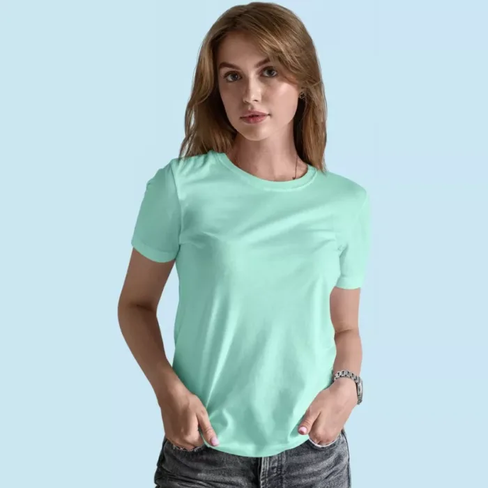 Plain Ocean Blue Round Neck T shirt Trendy Customized Clothing for Men and Women WeMee Store